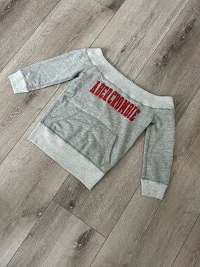 Abercrombie & Fitch Light Heather Gray Sweatshirt with Red Accent